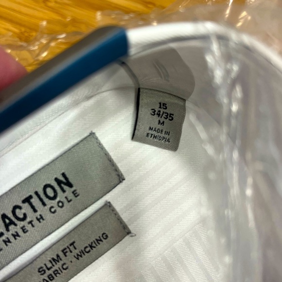 NWT Kenneth Cole Men’s Slim Fit Wicking Stretch-Flex Dress Shirt 15 34/35 White - Picture 5 of 8